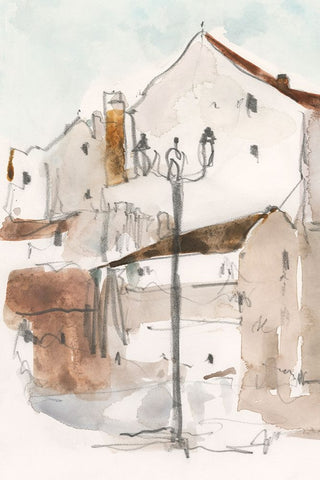 Another Frigiliana Sketch I Black Ornate Wood Framed Art Print with Double Matting by Dixon, Samuel