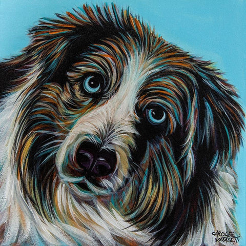 Blue Eyed Dog White Modern Wood Framed Art Print by Vitaletti, Carolee