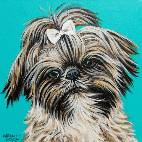 Girly Shih Tzu Black Ornate Wood Framed Art Print with Double Matting by Vitaletti, Carolee