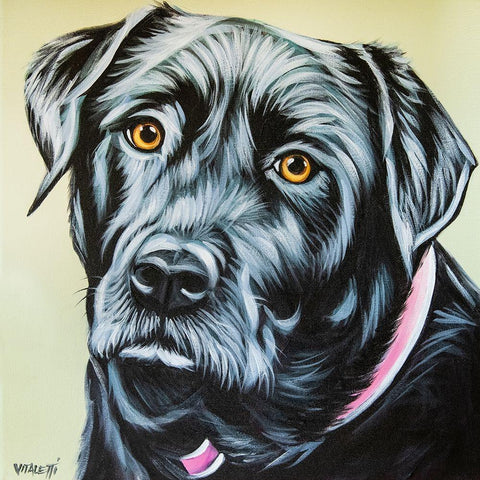 Realistic Black Lab Gold Ornate Wood Framed Art Print with Double Matting by Vitaletti, Carolee