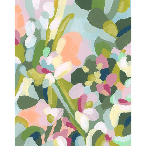 Dew Drop Flowers I White Modern Wood Framed Art Print by Vess, June Erica