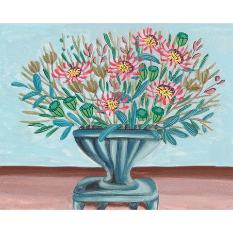 Spring Vase on Pedestal II Gold Ornate Wood Framed Art Print with Double Matting by Wang, Melissa