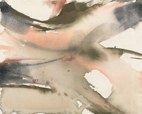 Neutral Fluidity II White Modern Wood Framed Art Print with Double Matting by Goldberger, Jennifer