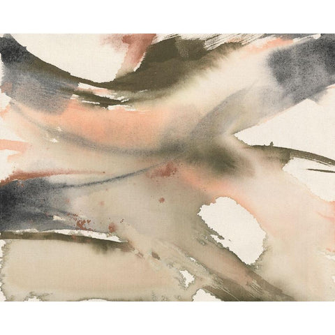 Neutral Fluidity II Gold Ornate Wood Framed Art Print with Double Matting by Goldberger, Jennifer