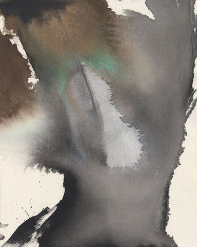 Onyx Wash II White Modern Wood Framed Art Print with Double Matting by Goldberger, Jennifer