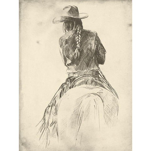 Custom Cowgirl on Horseback I White Modern Wood Framed Art Print by Parker, Jennifer Paxton