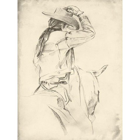 Custom Cowgirl on Horseback II White Modern Wood Framed Art Print by Parker, Jennifer Paxton