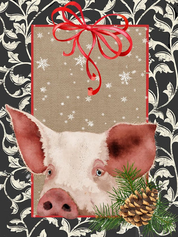 County Christmas Farm II White Modern Wood Framed Art Print with Double Matting by Reynolds, Jade