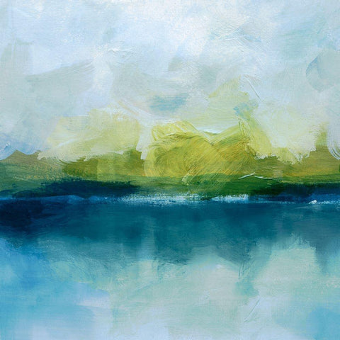 Reflected Lake Horizon I White Modern Wood Framed Art Print by Barnes, Victoria