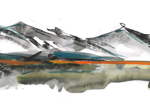 Abstract Mountain View II Black Ornate Wood Framed Art Print with Double Matting by Harper, Ethan