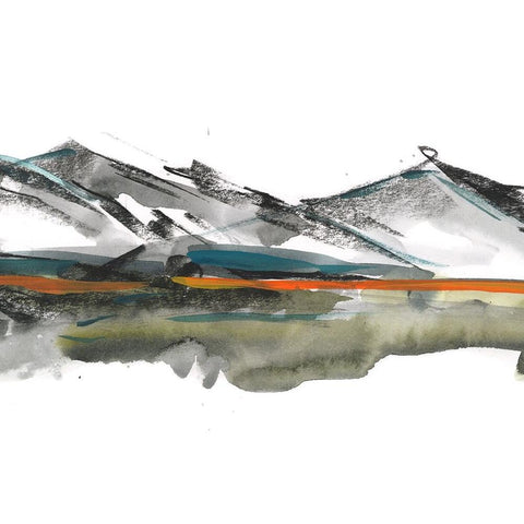 Abstract Mountain View II Black Modern Wood Framed Art Print with Double Matting by Harper, Ethan