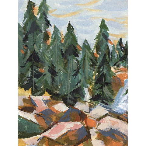 Forest Scape I Black Modern Wood Framed Art Print with Double Matting by Wang, Melissa