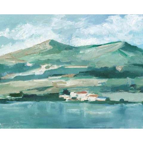 European Seaside Villiage II White Modern Wood Framed Art Print by Harper, Ethan