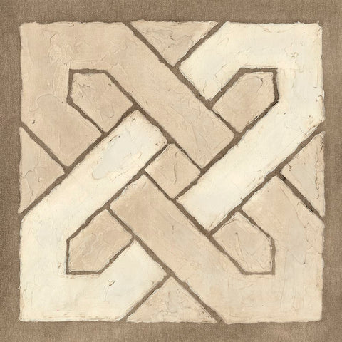 Knotted Tiles II White Modern Wood Framed Art Print with Double Matting by Lam, Vanna