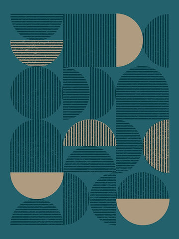 Teal Sand Geo II White Modern Wood Framed Art Print with Double Matting by Vision Studio