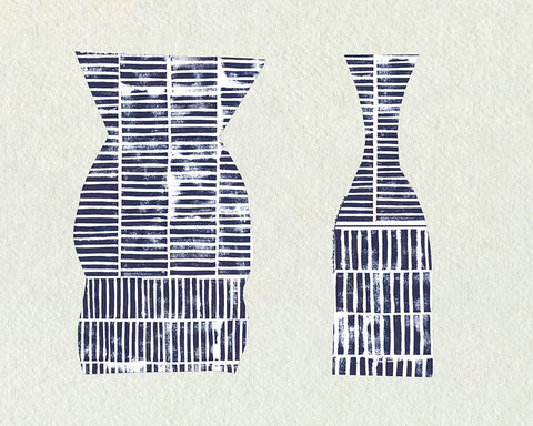 Dashed Modern Vases I Black Modern Wood Framed Art Print by Sizemore, Natalie