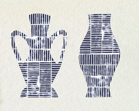 Dashed Modern Vases II White Modern Wood Framed Art Print with Double Matting by Sizemore, Natalie