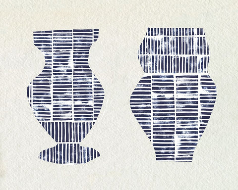 Dashed Modern Vases IV White Modern Wood Framed Art Print with Double Matting by Sizemore, Natalie