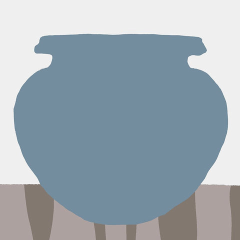 Indigo Striped Vase I Black Modern Wood Framed Art Print by Vision Studio