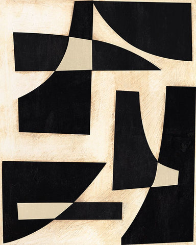 Onyx Cutout Shapes I White Modern Wood Framed Art Print with Double Matting by Moore, Regina