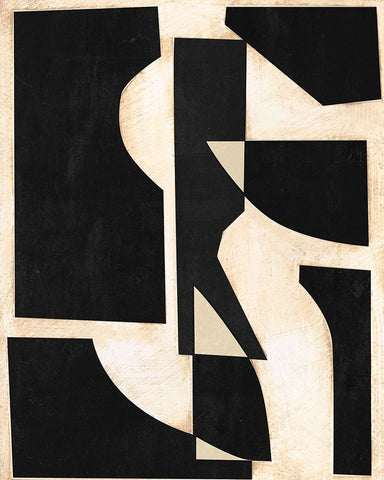 Onyx Cutout Shapes II Black Modern Wood Framed Art Print by Moore, Regina