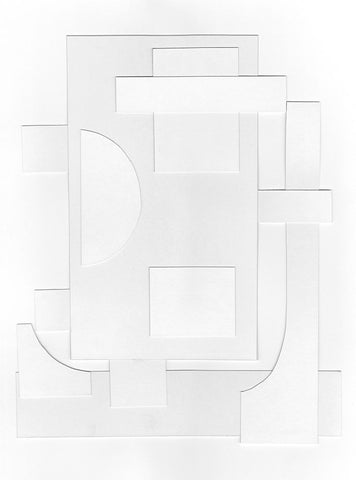 White Geometric II White Modern Wood Framed Art Print with Double Matting by Willett, Michael