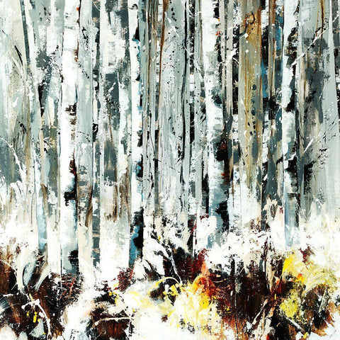 Into the Birches Black Ornate Wood Framed Art Print with Double Matting by Edmunds, Sydney