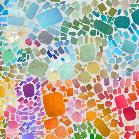Colorful Bedrock II White Modern Wood Framed Art Print with Double Matting by Saunders, Alonzo