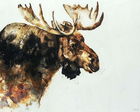 Moose Black Ornate Wood Framed Art Print with Double Matting by Edmunds, Sydney