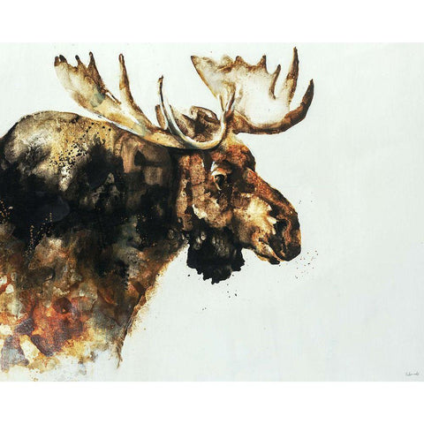 Moose Black Modern Wood Framed Art Print by Edmunds, Sydney