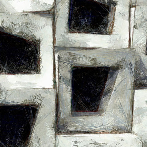 Sketchy Blocks I White Modern Wood Framed Art Print with Double Matting by Saunders, Alonzo