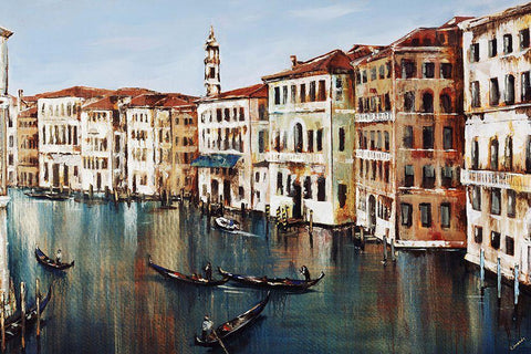 Venice in Spring Black Ornate Wood Framed Art Print with Double Matting by Edmunds, Sydney