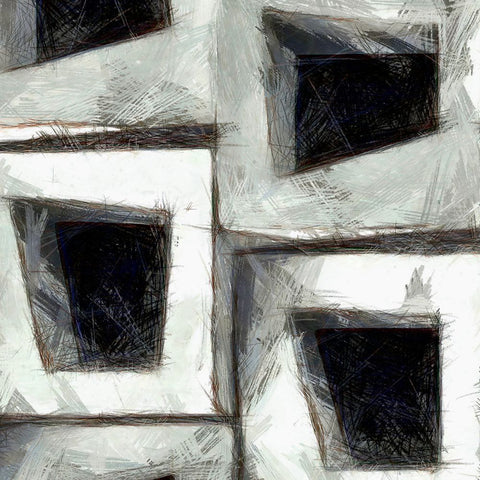 Sketchy Blocks II Black Ornate Wood Framed Art Print with Double Matting by Saunders, Alonzo