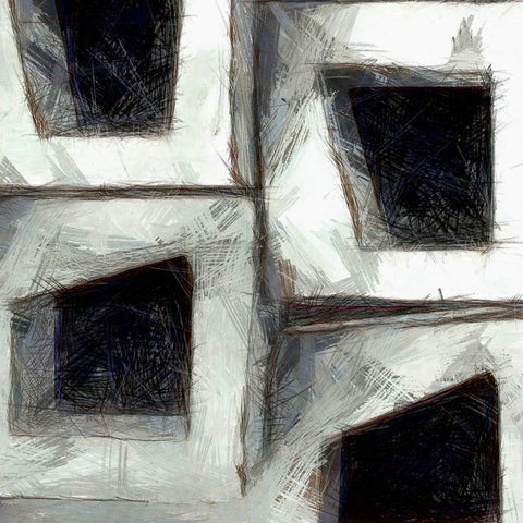 Sketchy Blocks III White Modern Wood Framed Art Print with Double Matting by Saunders, Alonzo