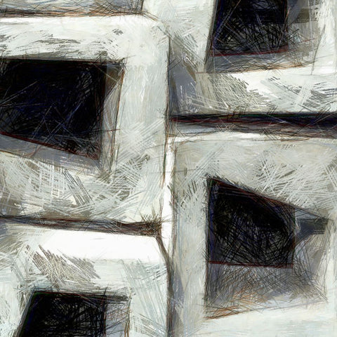 Sketchy Blocks IV White Modern Wood Framed Art Print with Double Matting by Saunders, Alonzo