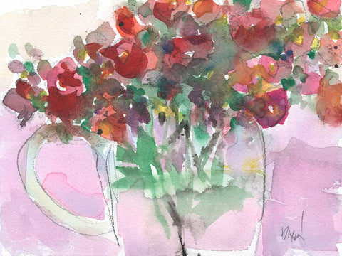 Florals From the Balcony I White Modern Wood Framed Art Print with Double Matting by Dixon, Samuel