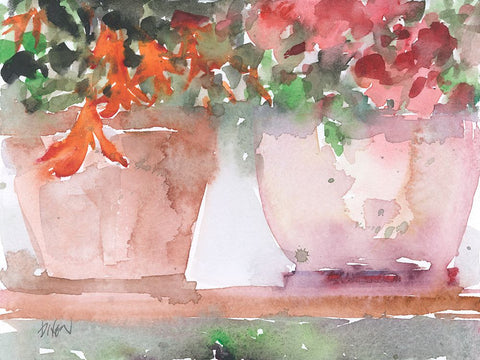 Florals From the Balcony II White Modern Wood Framed Art Print with Double Matting by Dixon, Samuel