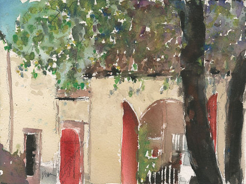 The Courtyard Moment II White Modern Wood Framed Art Print with Double Matting by Dixon, Samuel