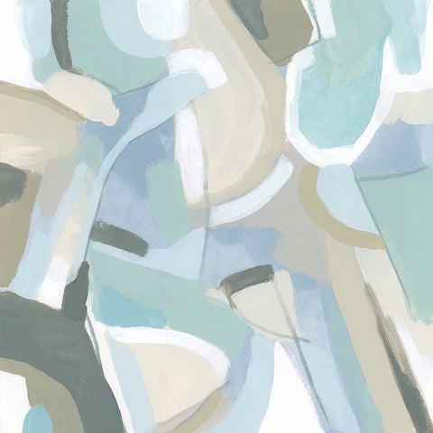 Blue Vibration II White Modern Wood Framed Art Print with Double Matting by Vess, June Erica