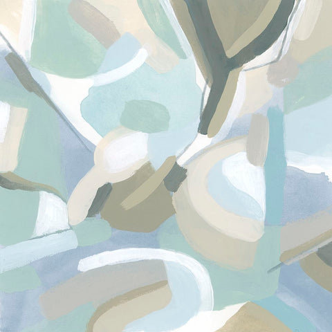 Blue Vibration III White Modern Wood Framed Art Print with Double Matting by Vess, June Erica