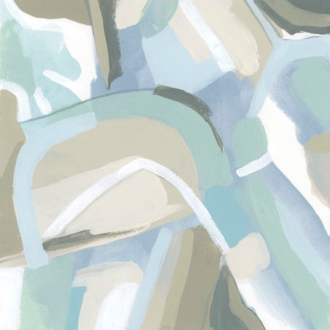 Blue Vibration IV White Modern Wood Framed Art Print with Double Matting by Vess, June Erica