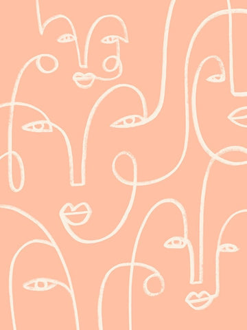 Custom Connected Expressions I White Modern Wood Framed Art Print with Double Matting by Goldberger, Jennifer