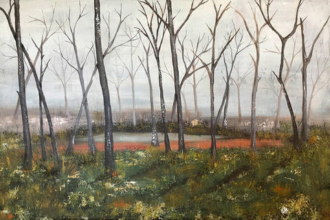 Misty Woods III Black Modern Wood Framed Art Print by Reynolds, Jade