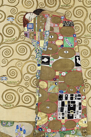 Fulfillment Black Modern Wood Framed Art Print by Klimt, Gustav