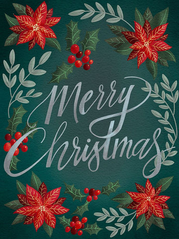 Red Flowers Christmas II Black Ornate Wood Framed Art Print with Double Matting by Moore, Regina