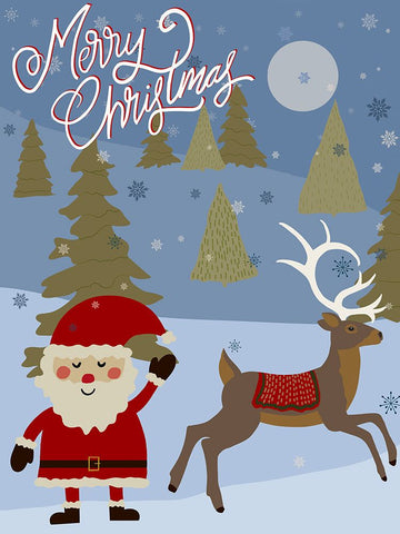 Winer Santa II Black Ornate Wood Framed Art Print with Double Matting by Moore, Regina