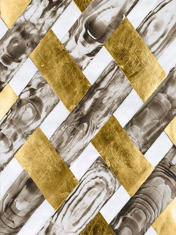 End Grain Weave I White Modern Wood Framed Art Print with Double Matting by Lam, Vanna