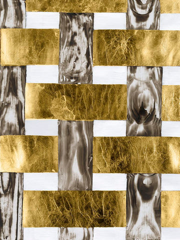 End Grain Weave III White Modern Wood Framed Art Print with Double Matting by Lam, Vanna