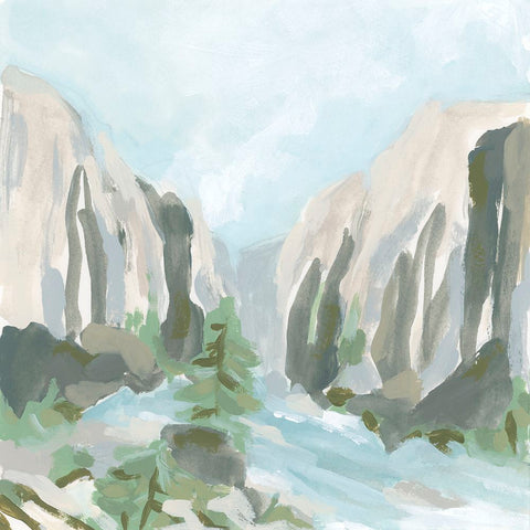 Stone Cascade II Black Ornate Wood Framed Art Print with Double Matting by Vess, June Erica