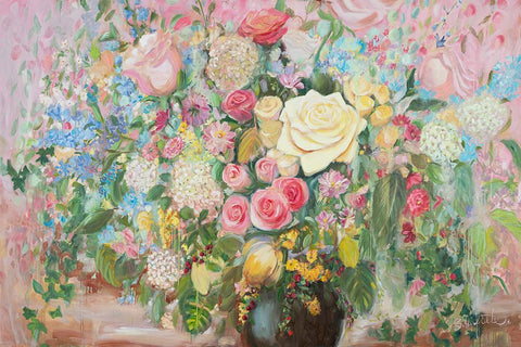 Happy Bouquet Black Ornate Wood Framed Art Print with Double Matting by Iafrate, Sandra